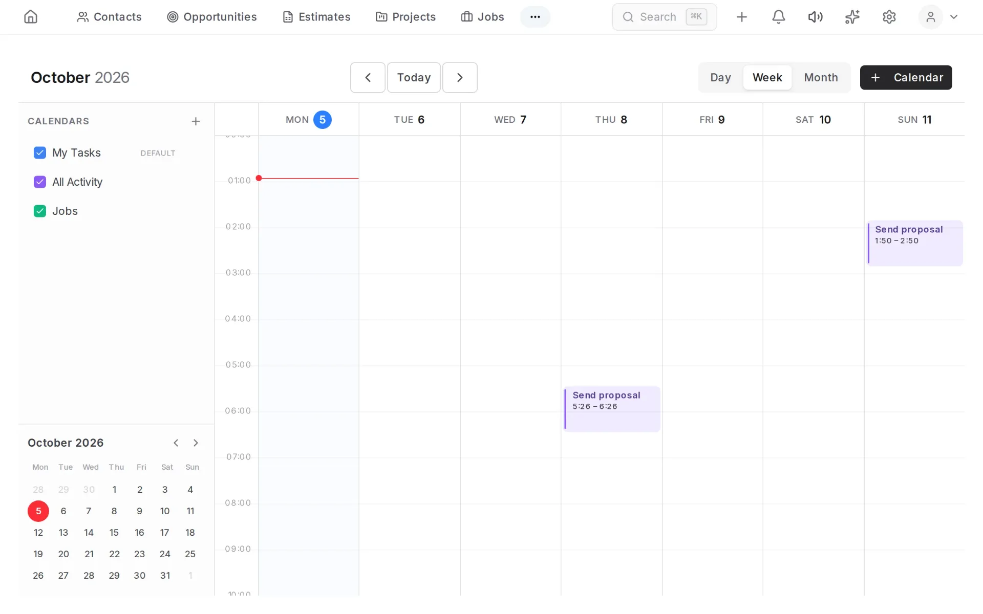 Calendar, week view