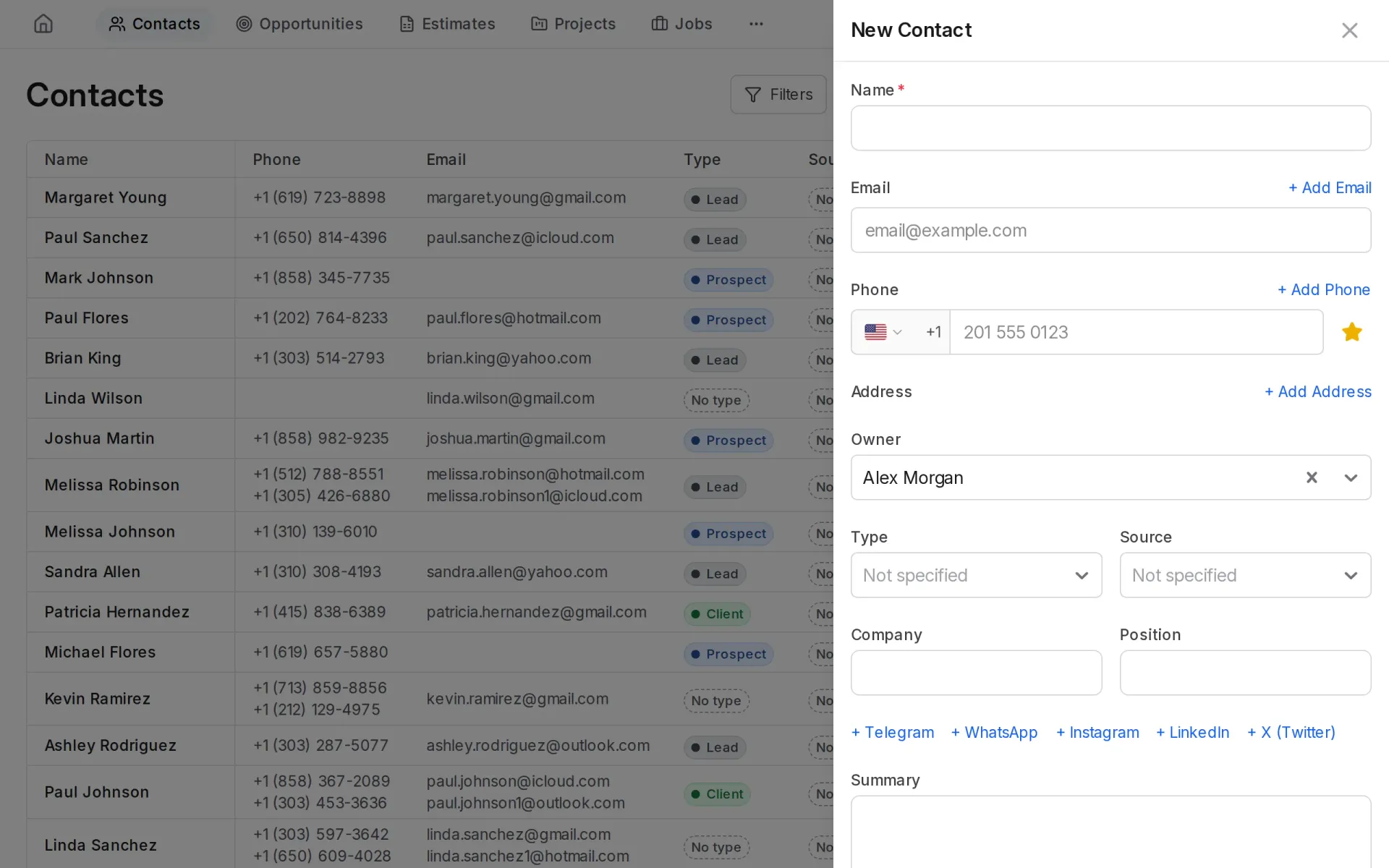 Create contact form