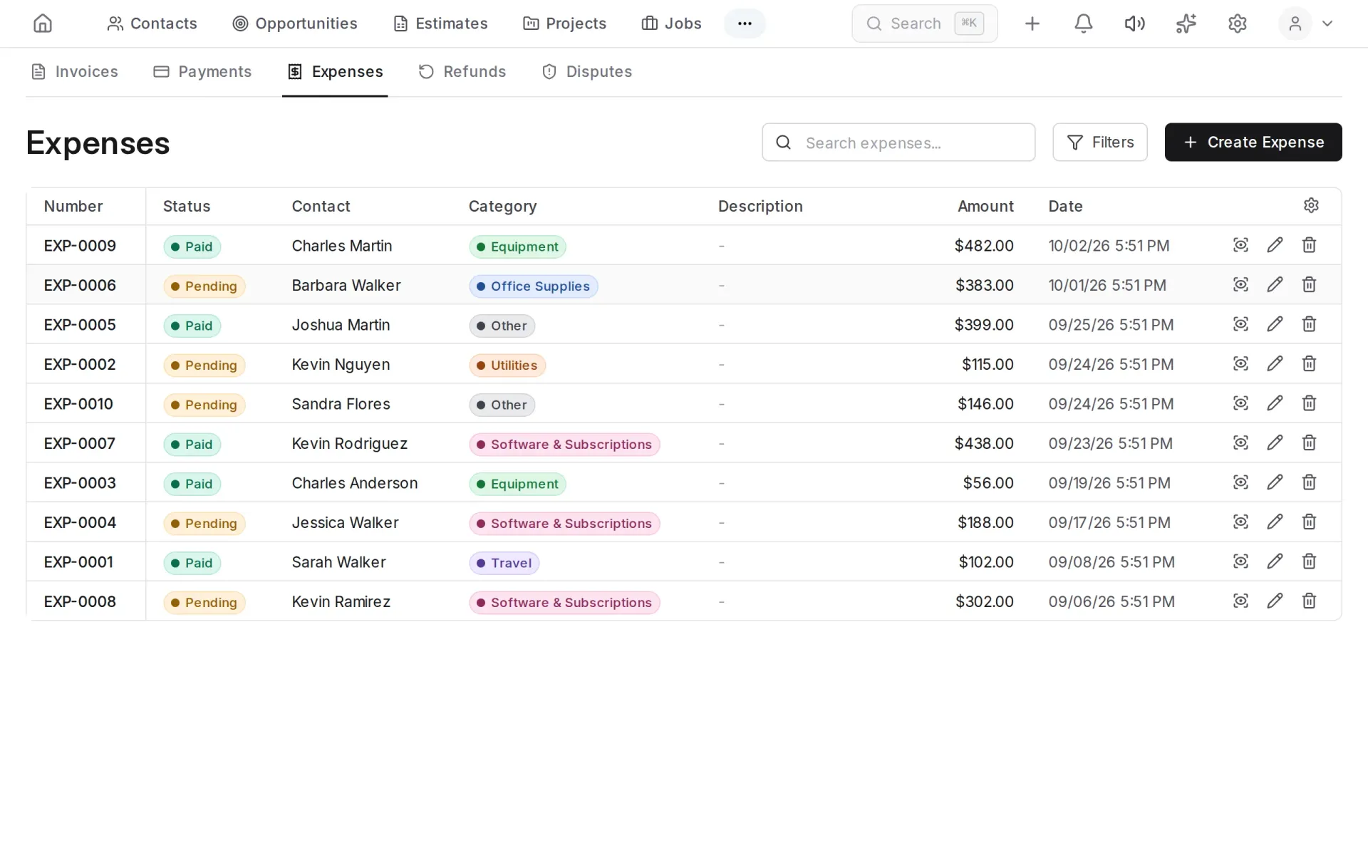 Expense list
