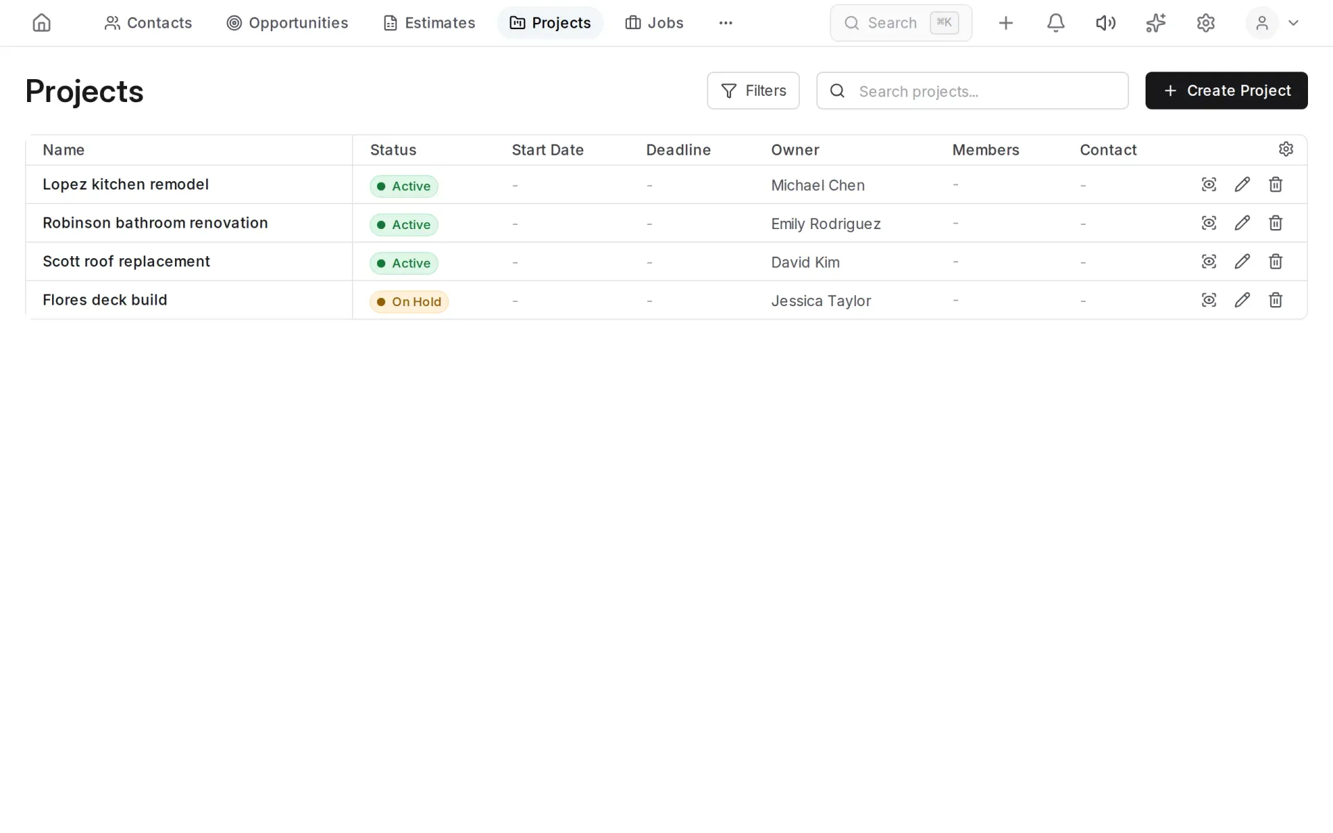 Project list