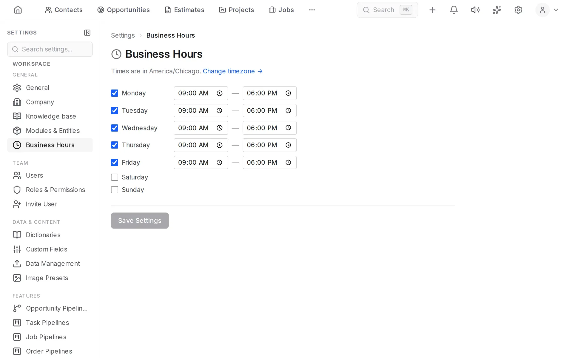 Business hours