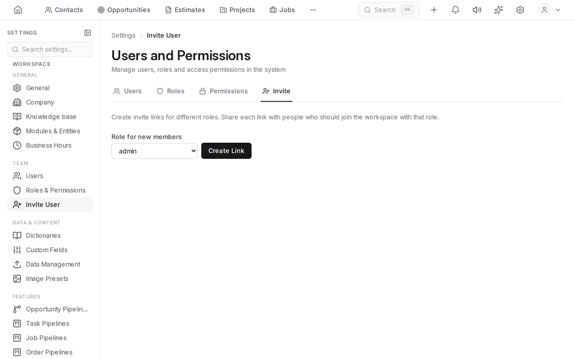 Creating an invite link