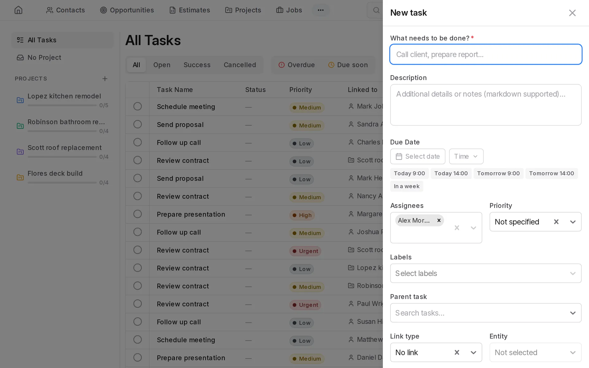 New task form