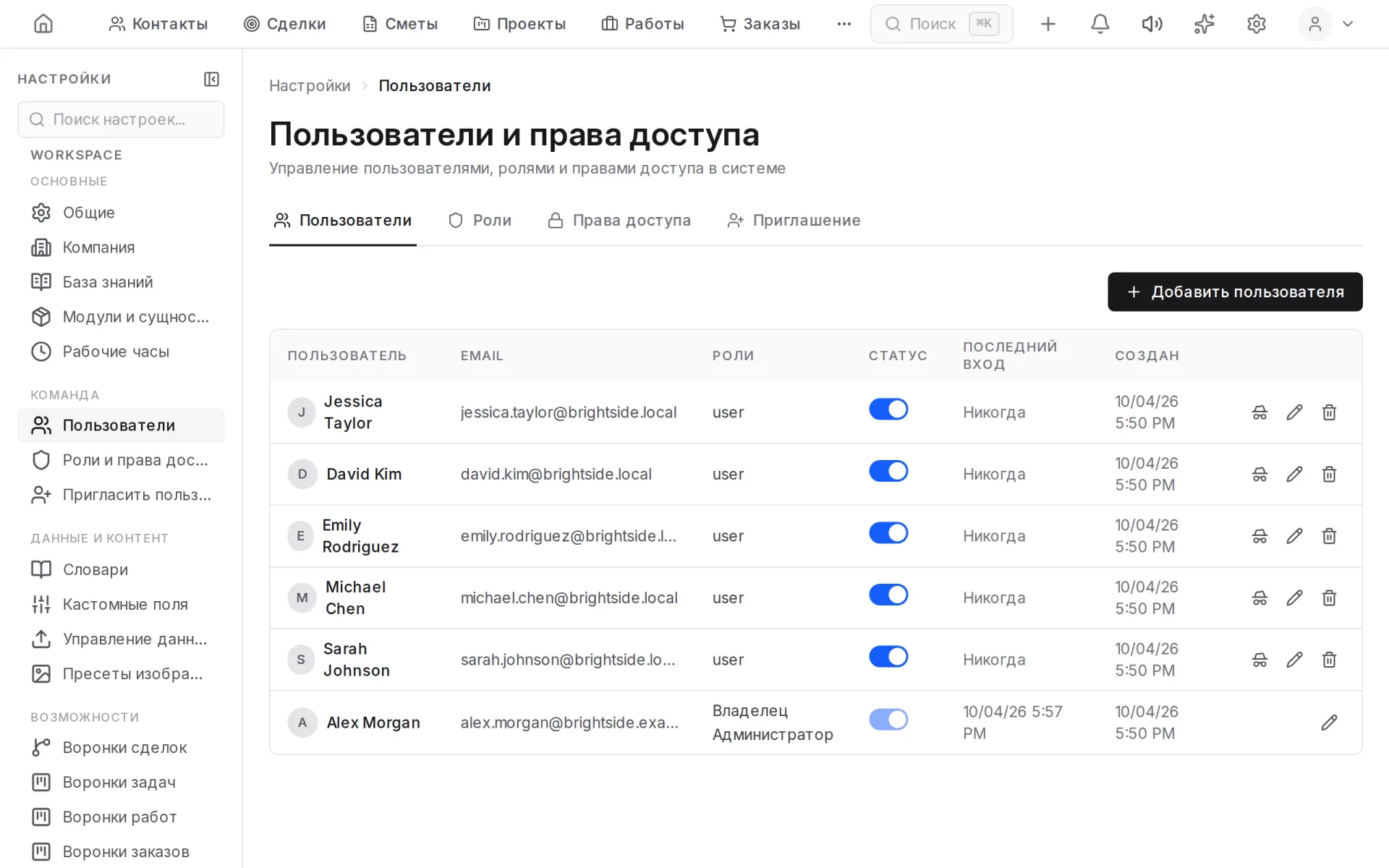 Список пользователей