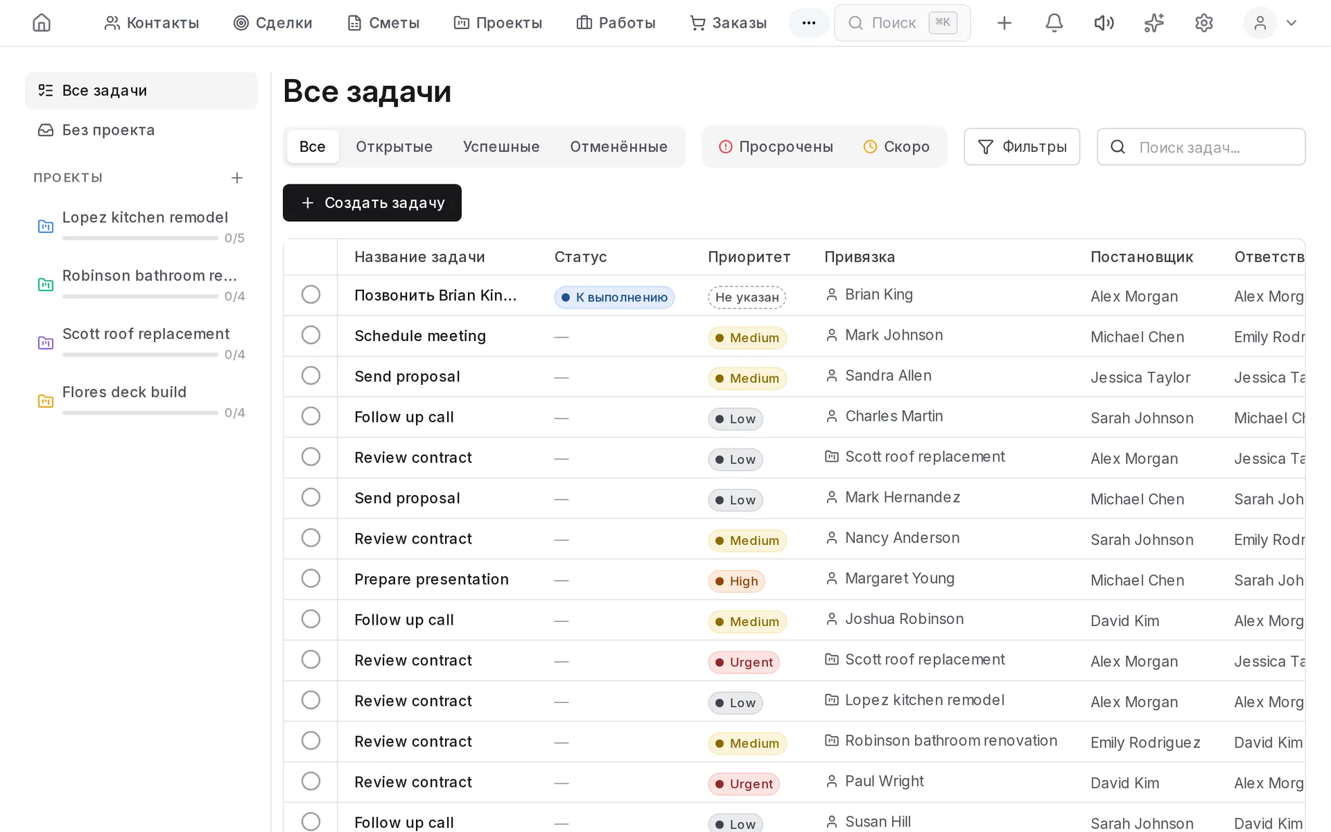 Список задач